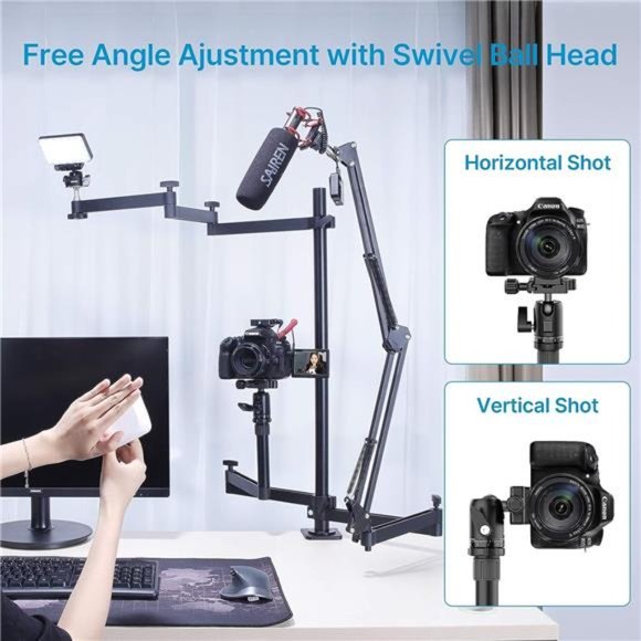 Live Broadcast Boom Arm,  Flexible Desk Mount Camera Arm Clamp Webcam Stand - Picture 3 of 6